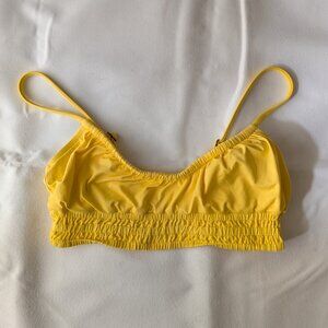 Becca Swim Smocked Cinched Bikini Top Only, Size Medium, Yellow